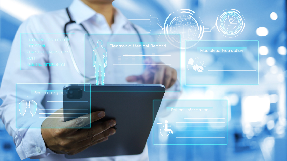 Advanced medical interface showing electronic medical records